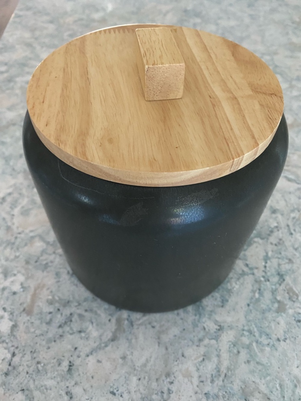 Project 62 Black Stoneware Canister with Wooden Lid